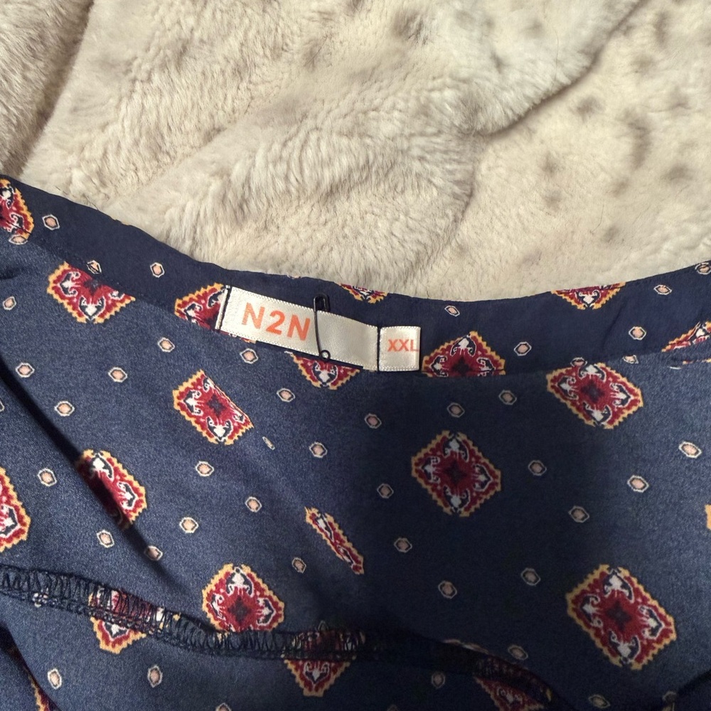 N2N Navy Printed Blouse - XXL